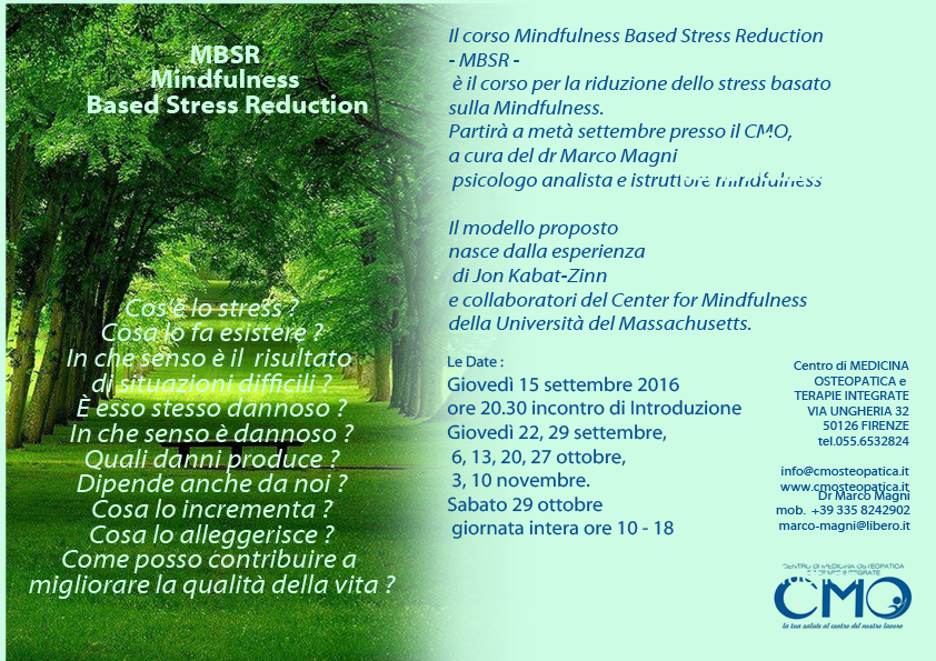 Corso Mindfulness Based Stress Reduction