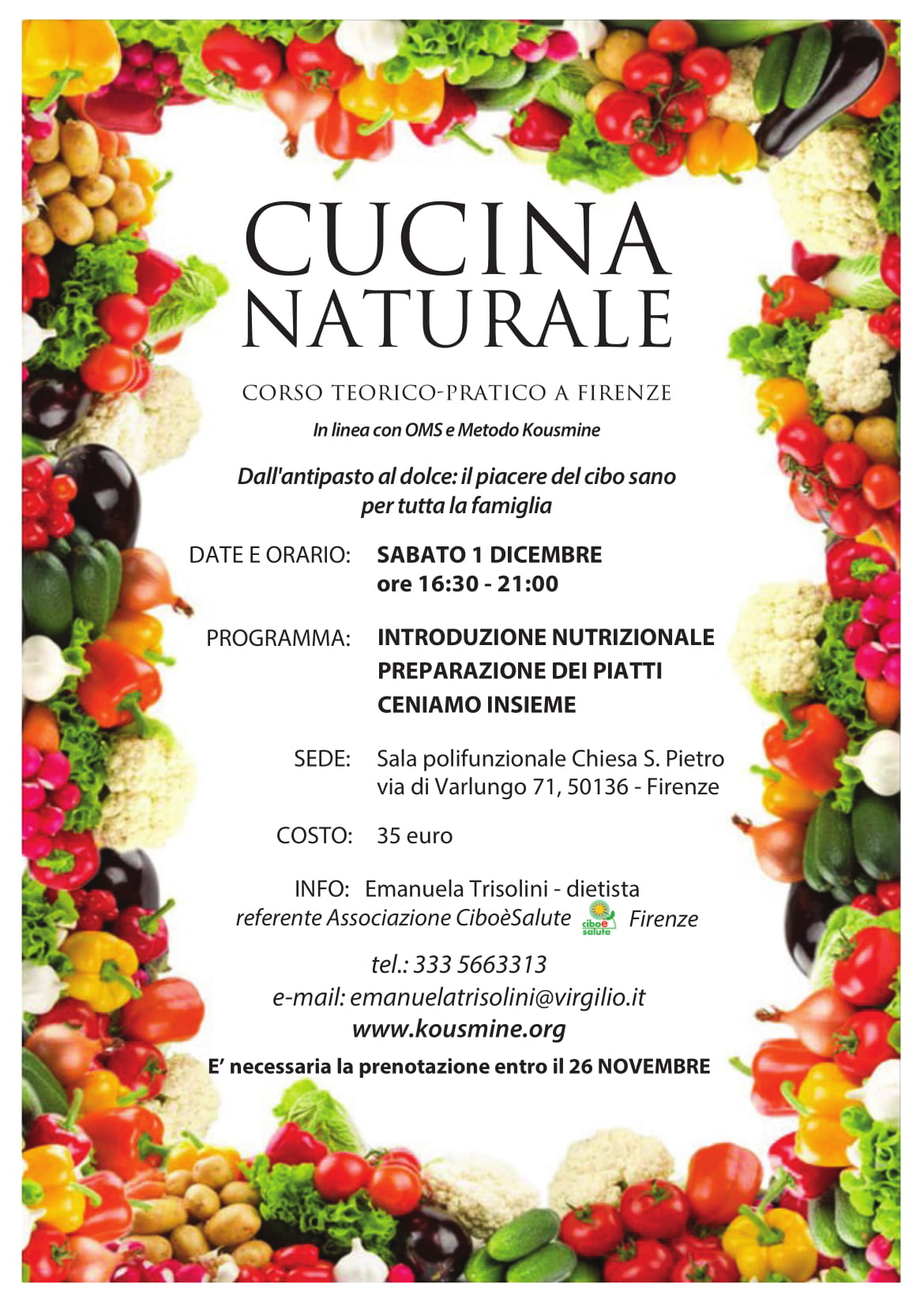 Cucina naturale corso teorico pratico Firenze